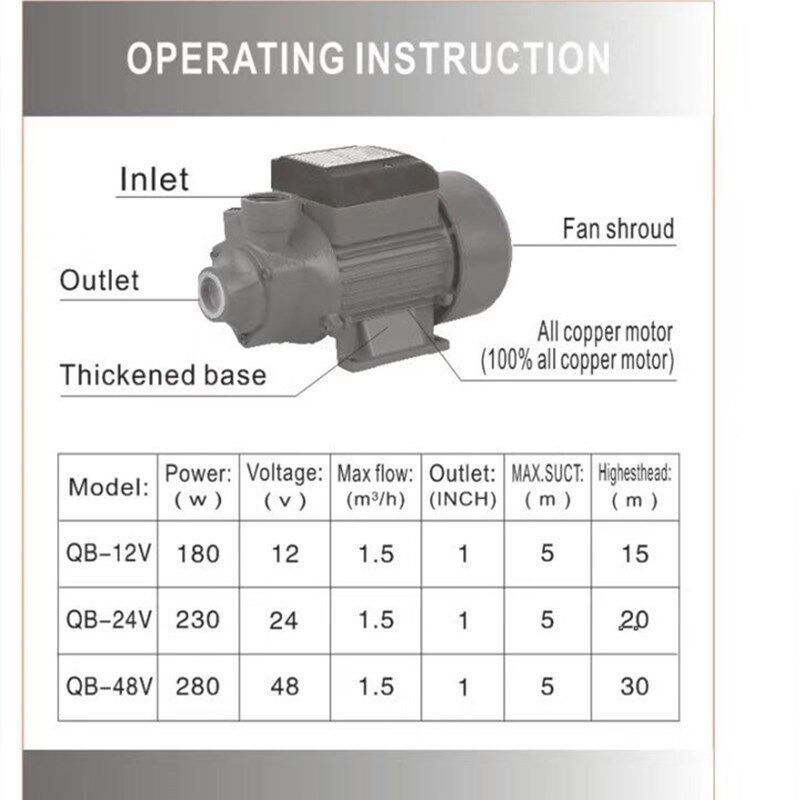 QB60 DC Vortex Self-Priming Pu - Solar Irrigation Pump 12V review and price